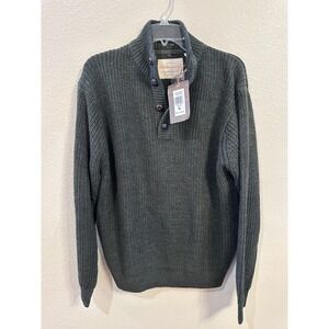 Weatherproof‎ Vintage Button Mock Neck Sweater Mens Medium Dark Green